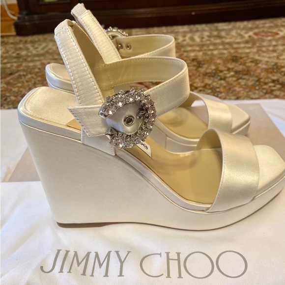Jimmy Choo 
Mirabelle Satin Wedge Sandals - Picture 9 of 9